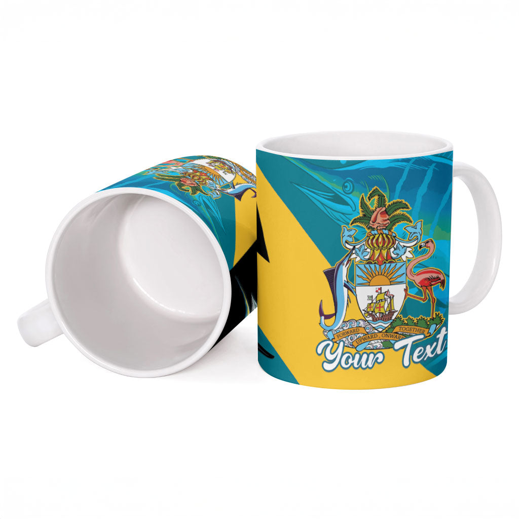 Personalized Bahamas Independence Day Ceramic Mug Happy 10 July Blue Marlin Coat Of Arms