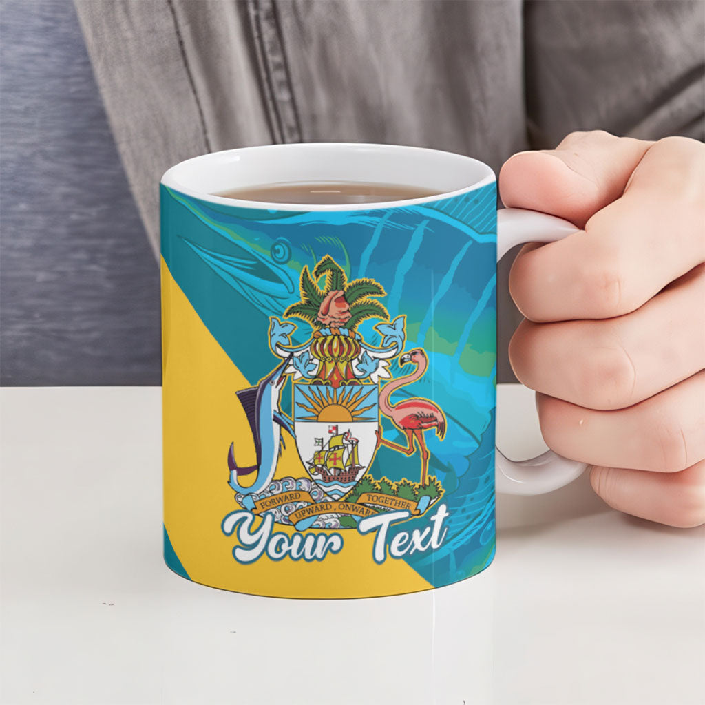 Personalized Bahamas Independence Day Ceramic Mug Happy 10 July Blue Marlin Coat Of Arms