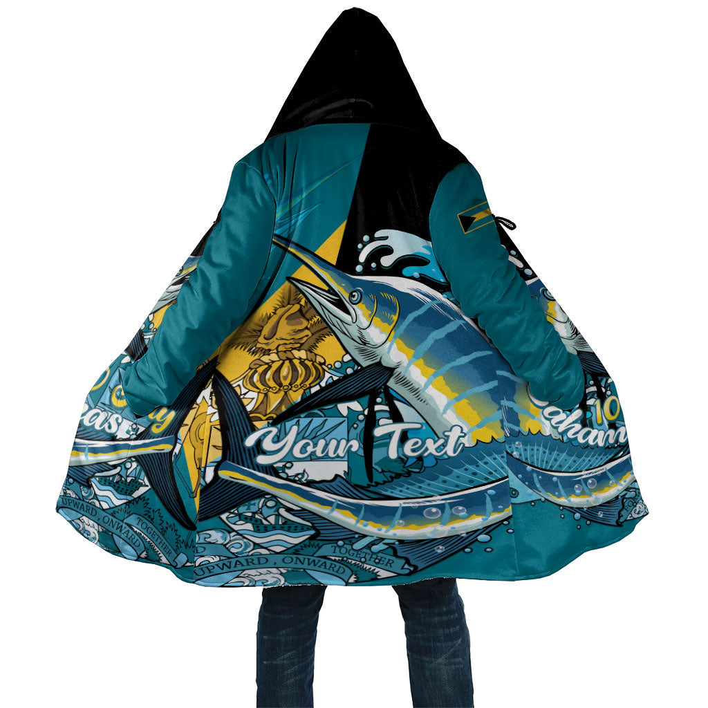 Personalized Bahamas Independence Day Cloak Happy 10 July Blue Marlin Coat Of Arms
