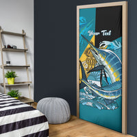 Personalized Bahamas Independence Day Door Cover Happy 10 July Blue Marlin Coat Of Arms