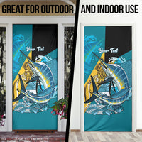 Personalized Bahamas Independence Day Door Cover Happy 10 July Blue Marlin Coat Of Arms