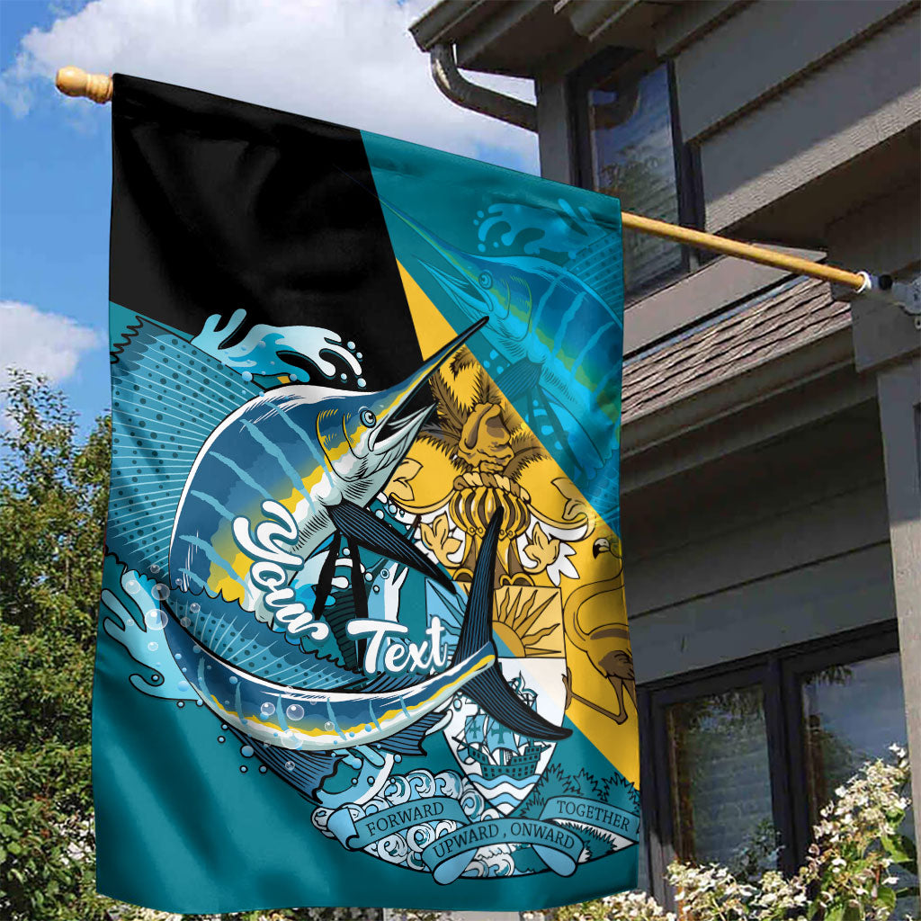 Personalized Bahamas Independence Day Garden Flag Happy 10 July Blue Marlin Coat Of Arms