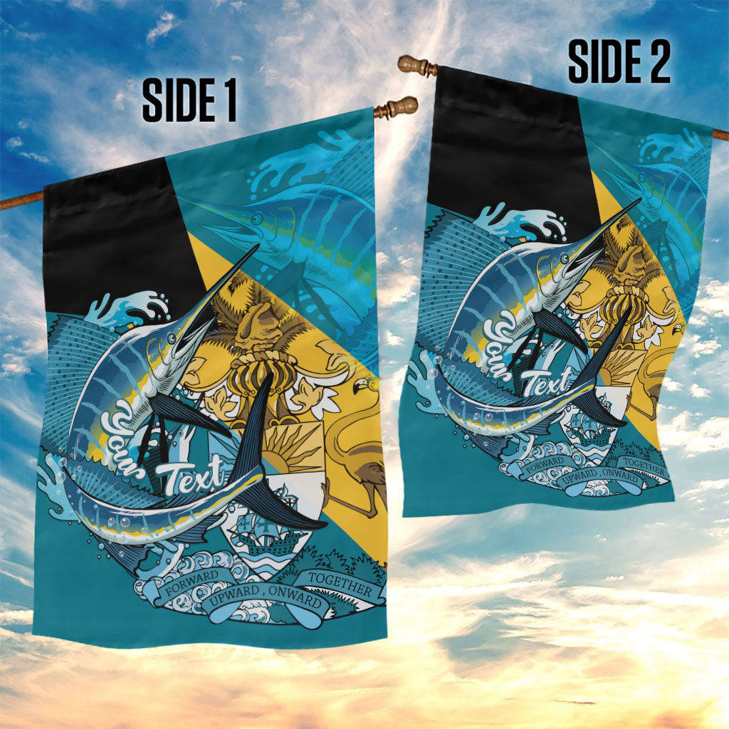 Personalized Bahamas Independence Day Garden Flag Happy 10 July Blue Marlin Coat Of Arms