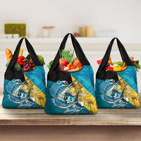Personalized Bahamas Independence Day Grocery Bag Happy 10 July Blue Marlin Coat Of Arms