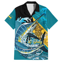 Personalized Bahamas Independence Day Hawaiian Shirt Happy 10 July Blue Marlin Coat Of Arms