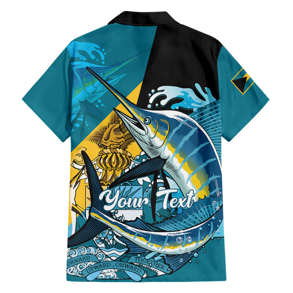 Personalized Bahamas Independence Day Hawaiian Shirt Happy 10 July Blue Marlin Coat Of Arms
