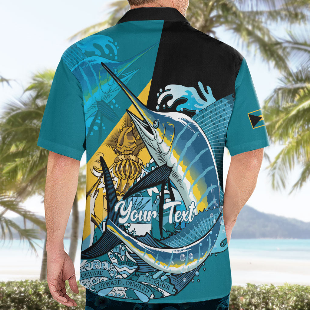 Personalized Bahamas Independence Day Hawaiian Shirt Happy 10 July Blue Marlin Coat Of Arms