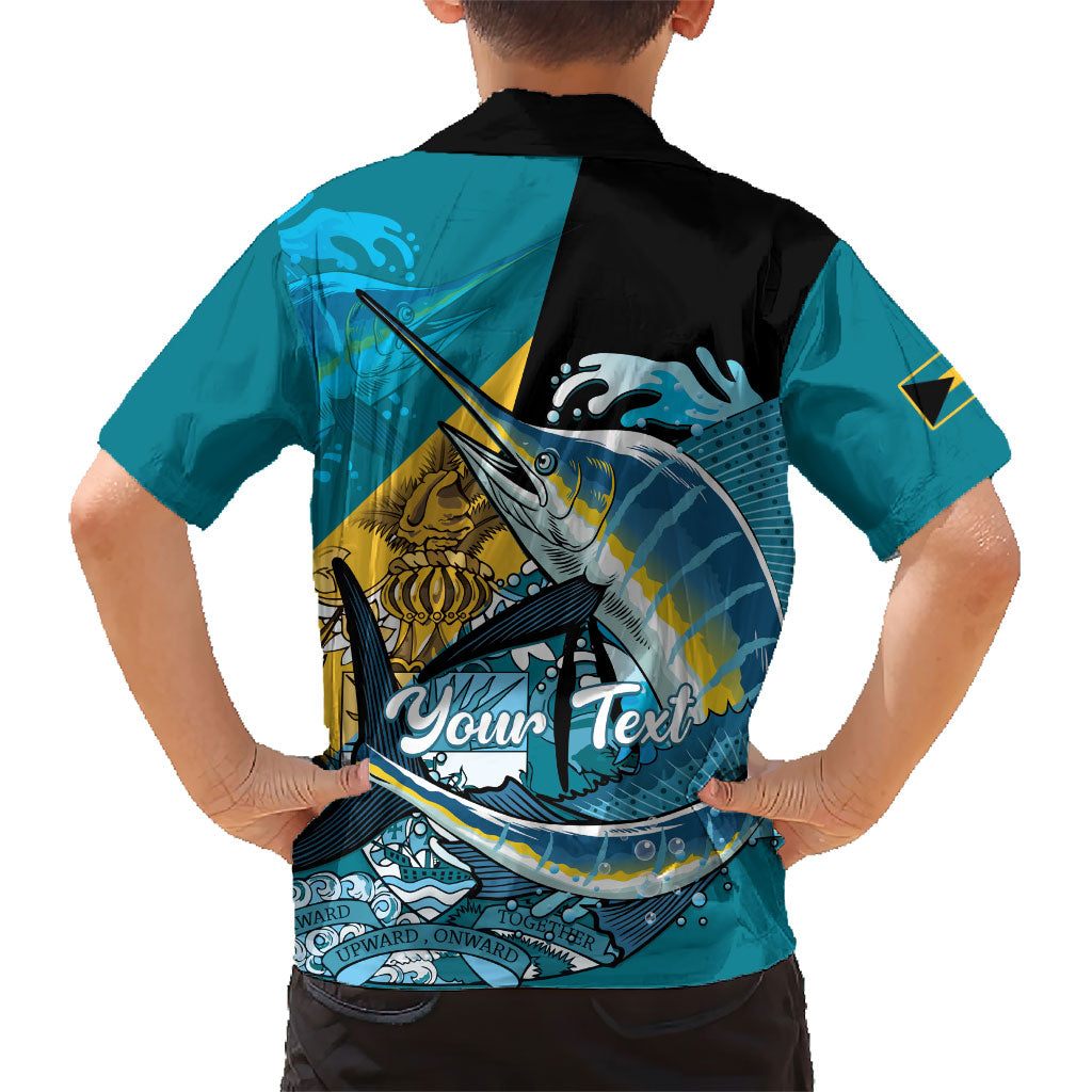 Personalized Bahamas Independence Day Hawaiian Shirt Happy 10 July Blue Marlin Coat Of Arms
