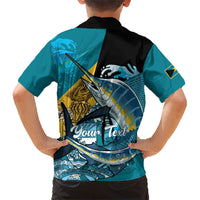 Personalized Bahamas Independence Day Hawaiian Shirt Happy 10 July Blue Marlin Coat Of Arms