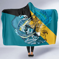 Personalized Bahamas Independence Day Hooded Blanket Happy 10 July Blue Marlin Coat Of Arms