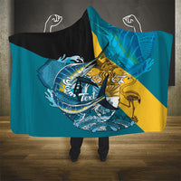Personalized Bahamas Independence Day Hooded Blanket Happy 10 July Blue Marlin Coat Of Arms