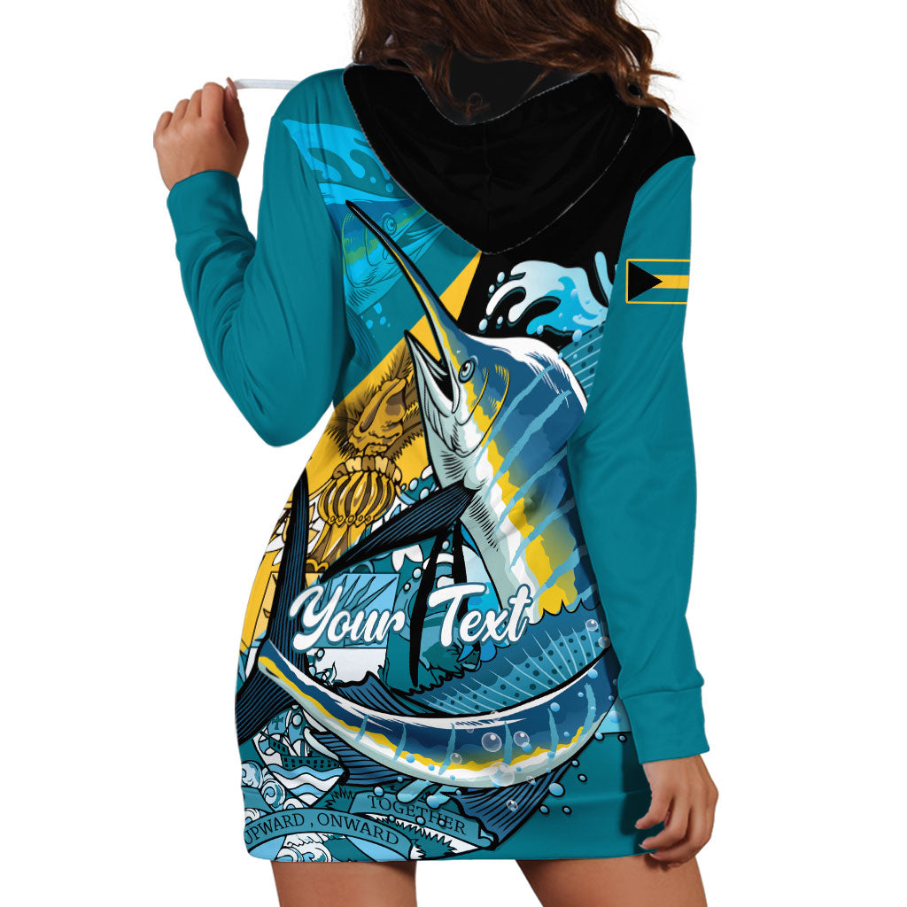Personalized Bahamas Independence Day Hoodie Dress Happy 10 July Blue Marlin Coat Of Arms