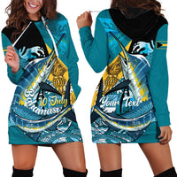 Personalized Bahamas Independence Day Hoodie Dress Happy 10 July Blue Marlin Coat Of Arms