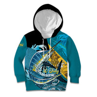 Personalized Bahamas Independence Day Kid Hoodie Happy 10 July Blue Marlin Coat Of Arms