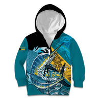 Personalized Bahamas Independence Day Kid Hoodie Happy 10 July Blue Marlin Coat Of Arms