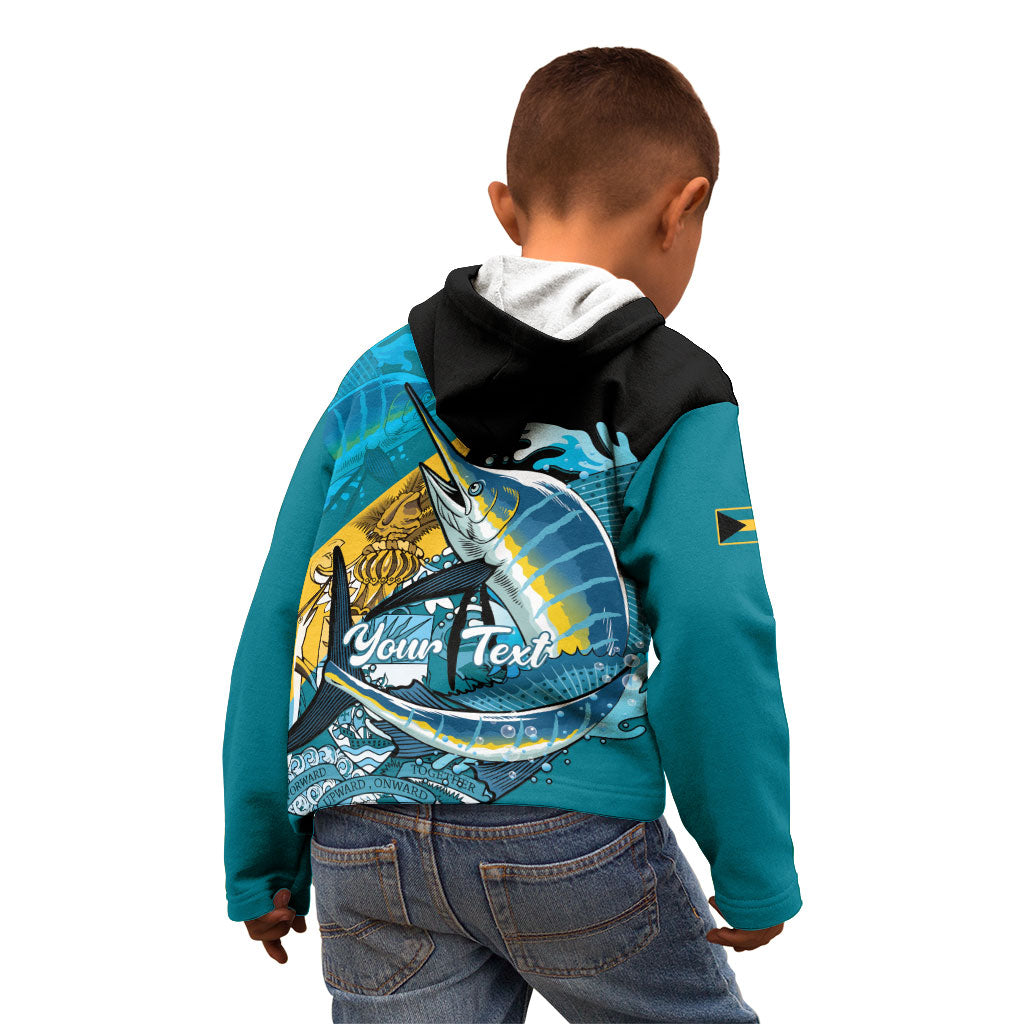 Personalized Bahamas Independence Day Kid Hoodie Happy 10 July Blue Marlin Coat Of Arms
