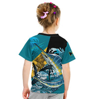 Personalized Bahamas Independence Day Kid T Shirt Happy 10 July Blue Marlin Coat Of Arms