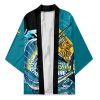 Personalized Bahamas Independence Day Kimono Happy 10 July Blue Marlin Coat Of Arms