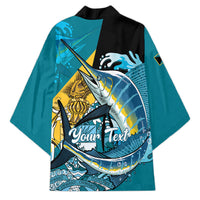 Personalized Bahamas Independence Day Kimono Happy 10 July Blue Marlin Coat Of Arms