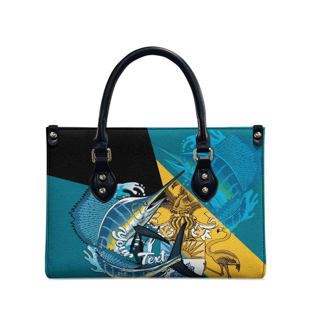 Personalized Bahamas Independence Day Leather Bag Happy 10 July Blue Marlin Coat Of Arms