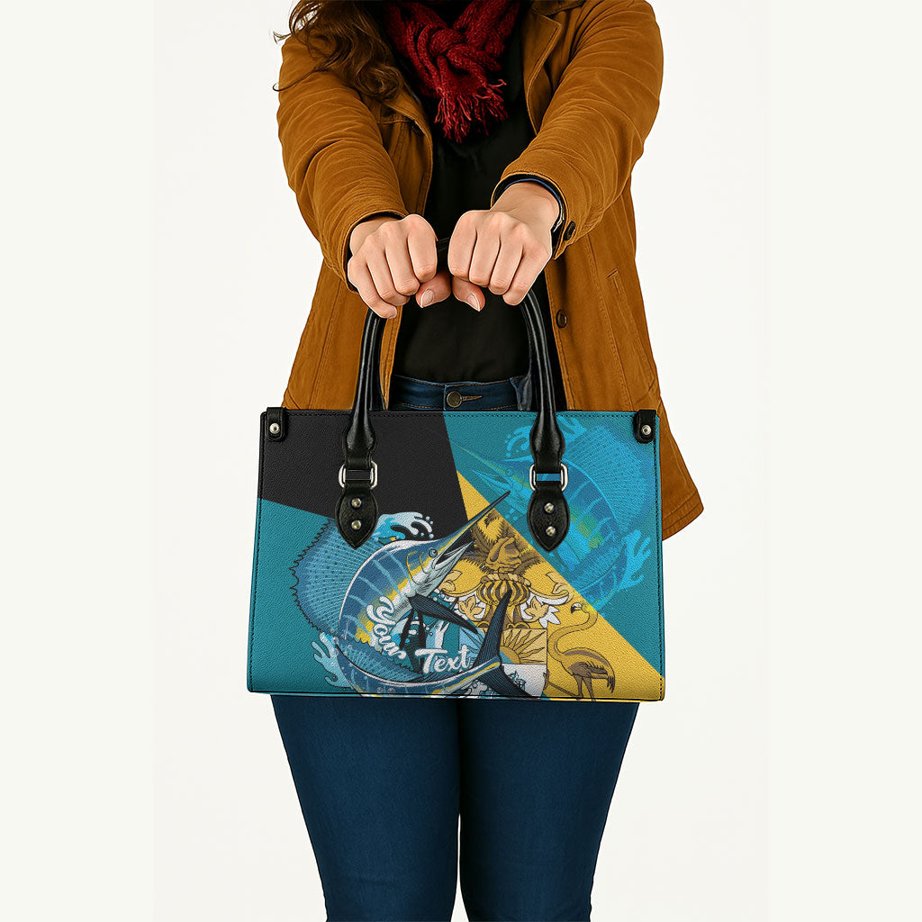 Personalized Bahamas Independence Day Leather Bag Happy 10 July Blue Marlin Coat Of Arms