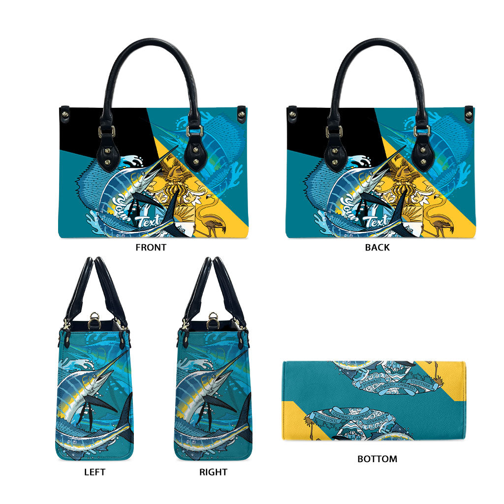 Personalized Bahamas Independence Day Leather Bag Happy 10 July Blue Marlin Coat Of Arms