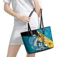 Personalized Bahamas Independence Day Leather Tote Bag Happy 10 July Blue Marlin Coat Of Arms