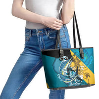 Personalized Bahamas Independence Day Leather Tote Bag Happy 10 July Blue Marlin Coat Of Arms