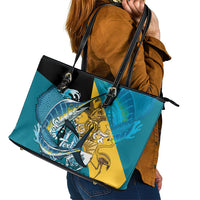 Personalized Bahamas Independence Day Leather Tote Bag Happy 10 July Blue Marlin Coat Of Arms