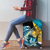 Personalized Bahamas Independence Day Luggage Cover Happy 10 July Blue Marlin Coat Of Arms