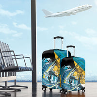 Personalized Bahamas Independence Day Luggage Cover Happy 10 July Blue Marlin Coat Of Arms