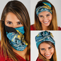 Personalized Bahamas Independence Day Neck Gaiter Happy 10 July Blue Marlin Coat Of Arms