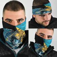 Personalized Bahamas Independence Day Neck Gaiter Happy 10 July Blue Marlin Coat Of Arms