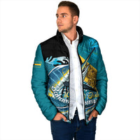 Personalized Bahamas Independence Day Padded Jacket Happy 10 July Blue Marlin Coat Of Arms