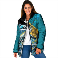 Personalized Bahamas Independence Day Padded Jacket Happy 10 July Blue Marlin Coat Of Arms