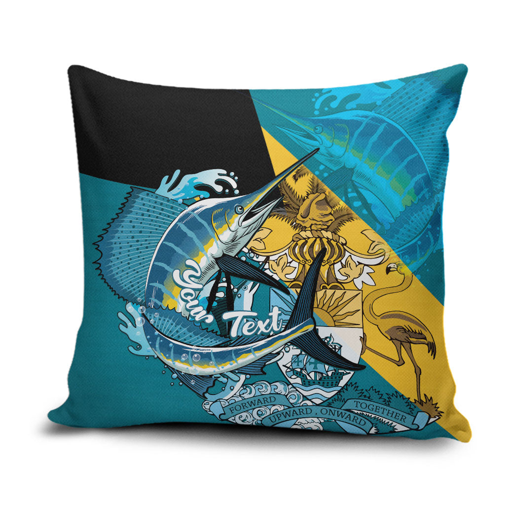 Personalized Bahamas Independence Day Pillow Cover Happy 10 July Blue Marlin Coat Of Arms