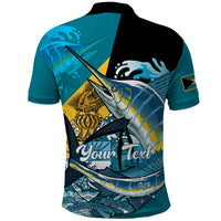 Personalized Bahamas Independence Day Polo Shirt Happy 10 July Blue Marlin Coat Of Arms
