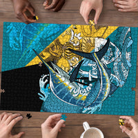 Personalized Bahamas Independence Day Puzzle Happy 10 July Blue Marlin Coat Of Arms