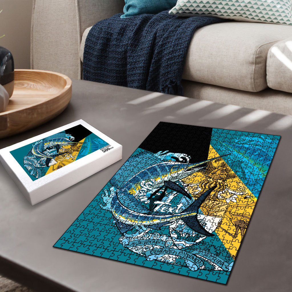 Personalized Bahamas Independence Day Puzzle Happy 10 July Blue Marlin Coat Of Arms