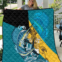 Personalized Bahamas Independence Day Quilt Happy 10 July Blue Marlin Coat Of Arms