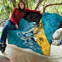 Personalized Bahamas Independence Day Quilt Happy 10 July Blue Marlin Coat Of Arms