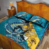 Personalized Bahamas Independence Day Quilt Bed Set Happy 10 July Blue Marlin Coat Of Arms