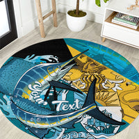 Personalized Bahamas Independence Day Round Carpet Happy 10 July Blue Marlin Coat Of Arms