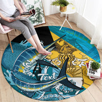 Personalized Bahamas Independence Day Round Carpet Happy 10 July Blue Marlin Coat Of Arms