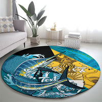 Personalized Bahamas Independence Day Round Carpet Happy 10 July Blue Marlin Coat Of Arms