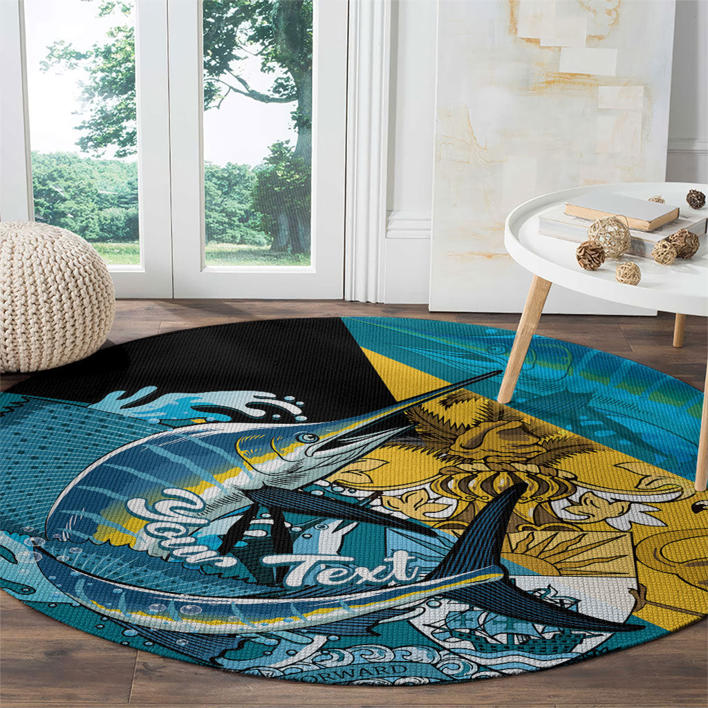 Personalized Bahamas Independence Day Round Carpet Happy 10 July Blue Marlin Coat Of Arms