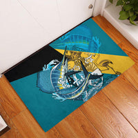 Personalized Bahamas Independence Day Rubber Doormat Happy 10 July Blue Marlin Coat Of Arms