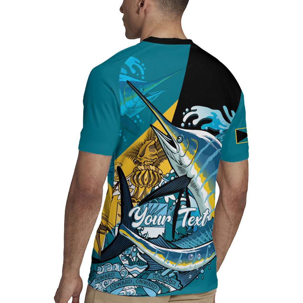 Personalized Bahamas Independence Day Rugby Jersey Happy 10 July Blue Marlin Coat Of Arms