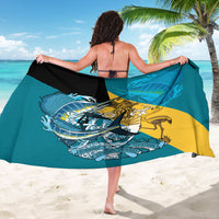 Personalized Bahamas Independence Day Sarong Happy 10 July Blue Marlin Coat Of Arms
