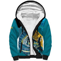 Personalized Bahamas Independence Day Sherpa Hoodie Happy 10 July Blue Marlin Coat Of Arms